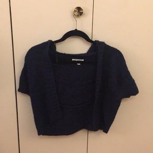 KNITTED NAVY BLUE CROPPED SWEATER